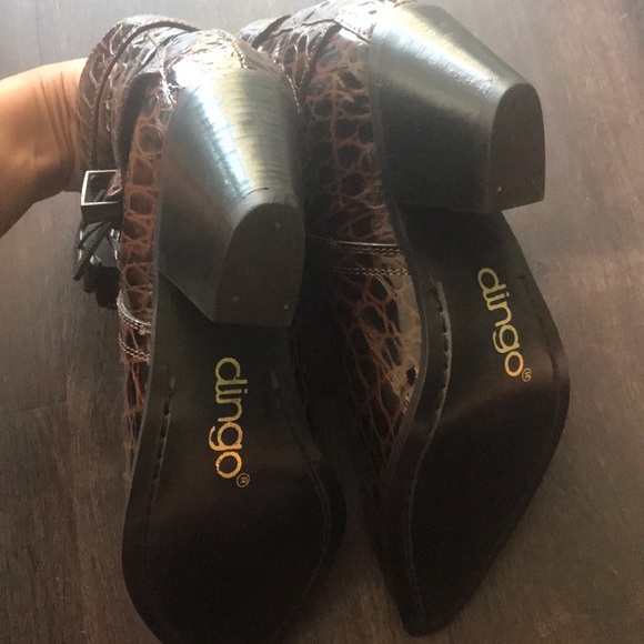 Dingo Patent Leather Crocodile Ankle Boots 6.5M - Picture 6 of 7